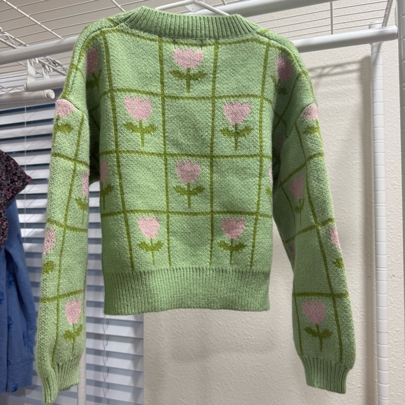 Shop The Mint Green and Pink Floral Sweater - Picture 5 of 6